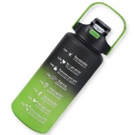 Duża Butelka Na WODĘ 2L Bidon Z Miarką z PODZIAŁKĄ Czarno Zielona Czarny