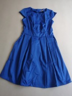 VUBU kobaltowa szafirowa niebieska sukienka połysk 34 36