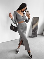 Komplet prążkowany Rena OlaVoga Szary Uni