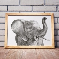 PLAKAT ozdobny A3 420x297 mm SŁOŃ portret sawanna styl safari MONTESSORI