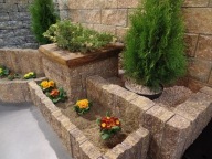 Palisada łupana, cegła, obrzeże Combet 40x11x5 Bia./Żół.