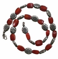 Naszyjnik srebro i naturalne kamienie karneole piękny oryginalny