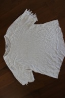 ZARA t shirt koszulka biała oversize len lniana L