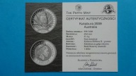 certyfikat AUSTRALIA KUKABURA 2009 SREBRO