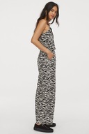 H & M spodnie szerokie luźne proste nogawki palazzo zebra zwierzęcy wzór S