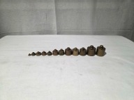 Stare odważniki mosiężne zestaw 1-200g z okresu Prl-u