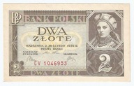 Banknot 2 złote 1936 rok z paczki bankowej