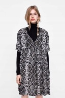 Z A R A sukienka wężowy zwierzęcy wzór babydoll oversize panterka trapezowa