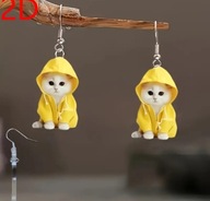 Kolczyki z kotkiem w żółtej pelerynie Dla WOŚP