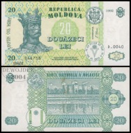 BNB - MOŁDAWIA 20 Lei 1992 # seria D.0040 # P13a # BARDZO RZADKI # VF/XF