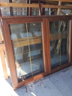 OKNA Mahoniowe Drewniane Dwuskrzydłowe Szprosy 176x145cm 4 sztuki