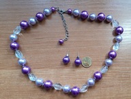 Zestaw szkło fioletowy naszyjnik + kolczyki dla WOŚP