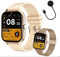 ZŁOTY ZEGAREK SMARTWATCH DAMSKI MĘSKI Z FUNKCJĄ ROZMOWY Z POLSKIM MENU