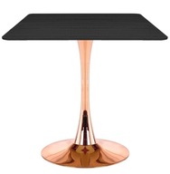 KWADRATOWY STÓŁ LUGANO| czarny loft na jednej nodze| miedziana podstawa