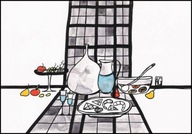 A.Gładkowska Niebieski dzbanek tusz, karton