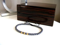 Bransoletka Wojownika (18k złoto, hematyt stalowy, Indonezja)