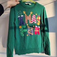 Cienki sweter bawełniany świąteczny HM 122 128 Xmas Fun markowy (271)