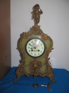 PROMOCJA--[@5n] BOULLE Unikat Zegar Kominkowy z Onyksu 1880r