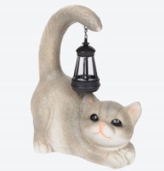 Dekoracja ogrodowa kot z lampką solarną LED na taras balkon