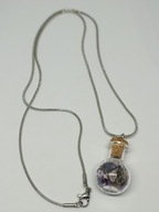 Naszyjnik wisiorek z minerałami ametyst fluoryt buteleczka łańcuszek