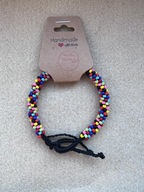 BRANSOLETKA PLECIONA Z KORALIKÓW INSPIROWANA KOLORAMI GRAFIK WOŚP NR 4