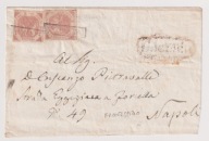 Księstwo Włoskie Neapol 1858 Frontespizio z parką Mi.3 Italia front koperty