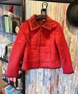 Kożuch kożuszek bordowy na zamek kieszenie M