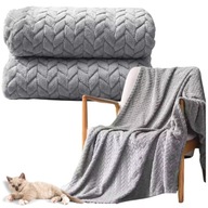 KOC JODEŁKA 160X200 CM NA ŁÓŻKO CIEPŁY NARZUTA PLED JASNY SZARY DEKORACYJNY