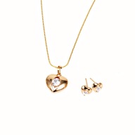 Złoty Komplet Kolczyki Serce Krysz. Swarovski PUDEŁKO łańcuszek serduszko