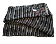 Miękki, czarno-szary szalik w paski, wegański, handmade