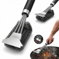 SZCZOTKA DO GRILLA BEZ WŁOSIA BEZPIECZNA STAL NIERDZEWNA SKROBAK 2w1