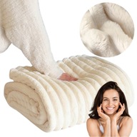 KOC 160X200 PLUSZOWY WYTŁACZANY W GRUBE PASY PUCHATY NARZUTA KREMOWY ECRU