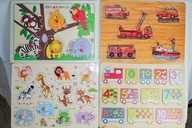 4 drewniane układanki