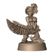 Goblin Female Hero Goblińska Bohaterka Dwuręcznym Mieczem Pinup RPG Druk 3D