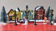 Zestaw figurek i domków Boże Narodzenie Sklep 14 elementów z podświetleniem
