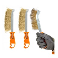 Szczotki druciane ręczne 3szt. 24 cm do czyszczenia rdzy farby drewna felg