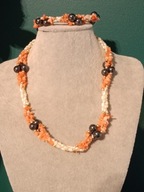 Komplet biżuterii z korala i pereł słodkowodnych