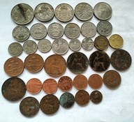 zestaw monet Wielka Brytania 37st Elżbieta Jerzy VI Jerzy V Edward Wiktoria