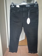 spodnie dżins edc proste frędzelki 42 strecz czarne nowe z metką