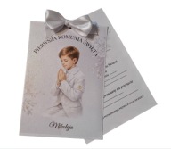 PERSONALIZOWANE WYSUWANE ZAPROSZENIA KOMUNIJNE DLA CHŁOPCA + KOPERTA