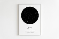 Personalizowany plakat mapa nieba bez ramy A3 prezent, urodziny, rocznica