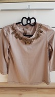 NEXT BLUZKA BEŻOWA 38 z ozdobnymi kółkami
