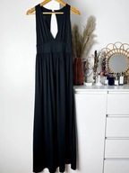 Czarna długa sukienka maxi Baby Phat, elegancka, elastyczna, V-neck