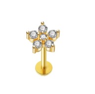 Labret złoty kwiat HELIX LOBE CONCH TRAGUS 1,2/6