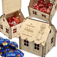 DREWNIANY DOMEK NA SŁODYCZE - PREZENT NA DZIEŃ BABCI I DZIADKA