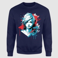 Granatowa Bluza S Unisex "Dori" z dynamicznym nadrukiem, nowoczesny styl