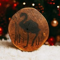 DREWNIANA RĘCZNIE WYPALANA PODKŁADKA POD KUBEK “FLAMING" HANDMADE