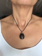 Czarny wisiorek drzewo kamień onyks nowy