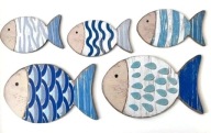 Dekoracja ryby niebieskie 5 sztuk | marine boho coastal zawieszki naklejki