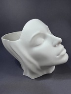 Doniczka Biała Dekoracyjna Ozdobna Twarz Kobieta Posąg Rzeźba 25 cm wys.